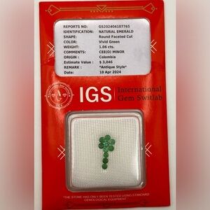 Natural Emerald 1.06 cts. Vivid Green Colombian Loose Gemstones Luxury Gift